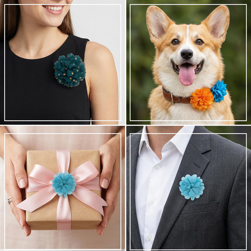 Multi Color Soft Chiffon Dog Collar Flower Bows X346