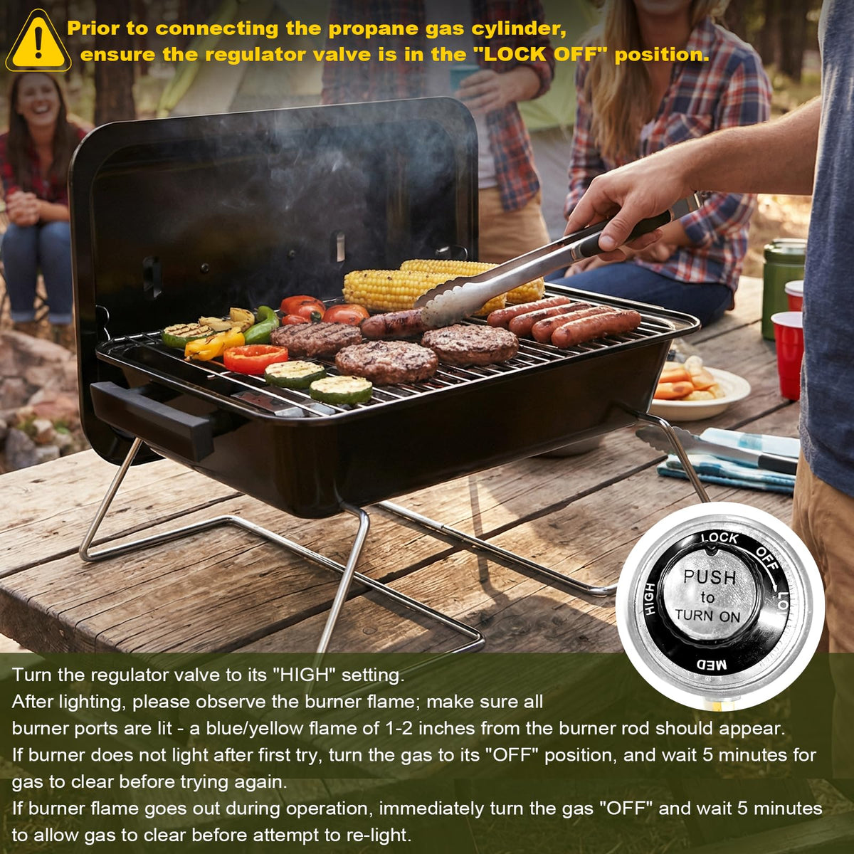 Portable Propane Gas Grill with Foldable Legs K97236