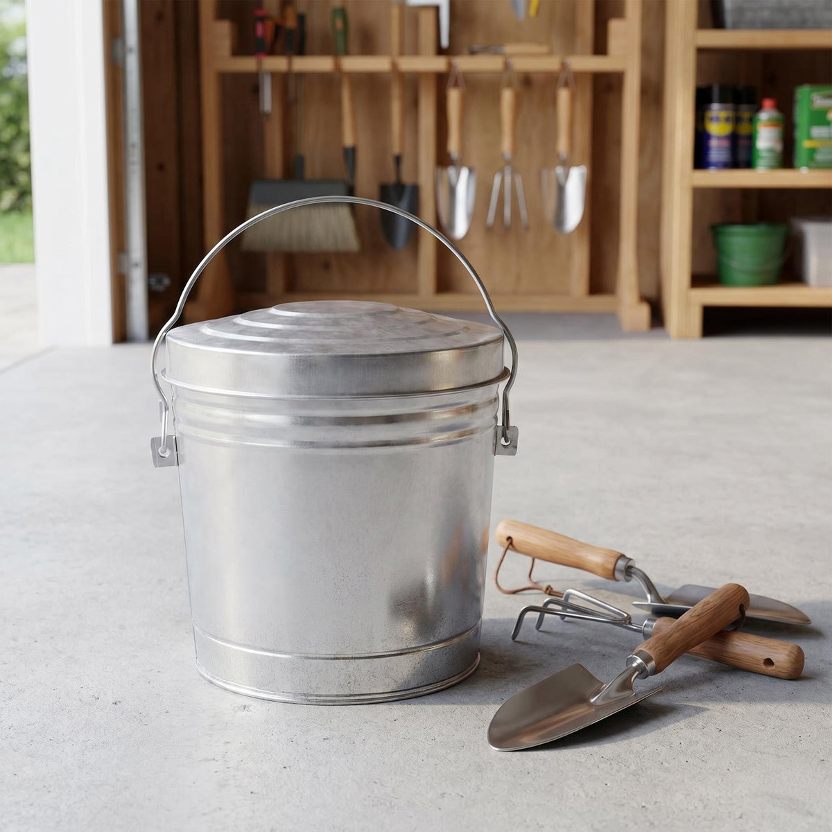 Galvanized Steel Storage Can with Locking Lid I742308