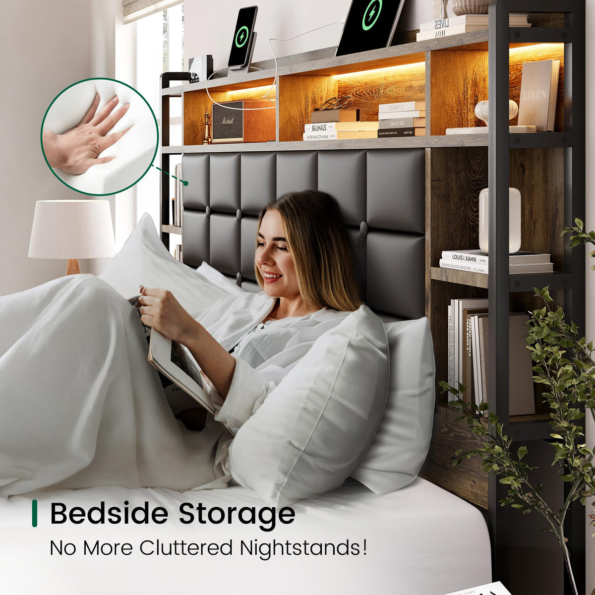Queen Size Wooden Bed Frame with Storage Drawers B79359