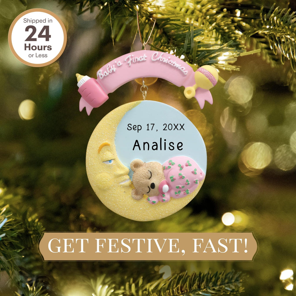 Pink Teddy Baby's First Christmas Ornament 2026 H336257