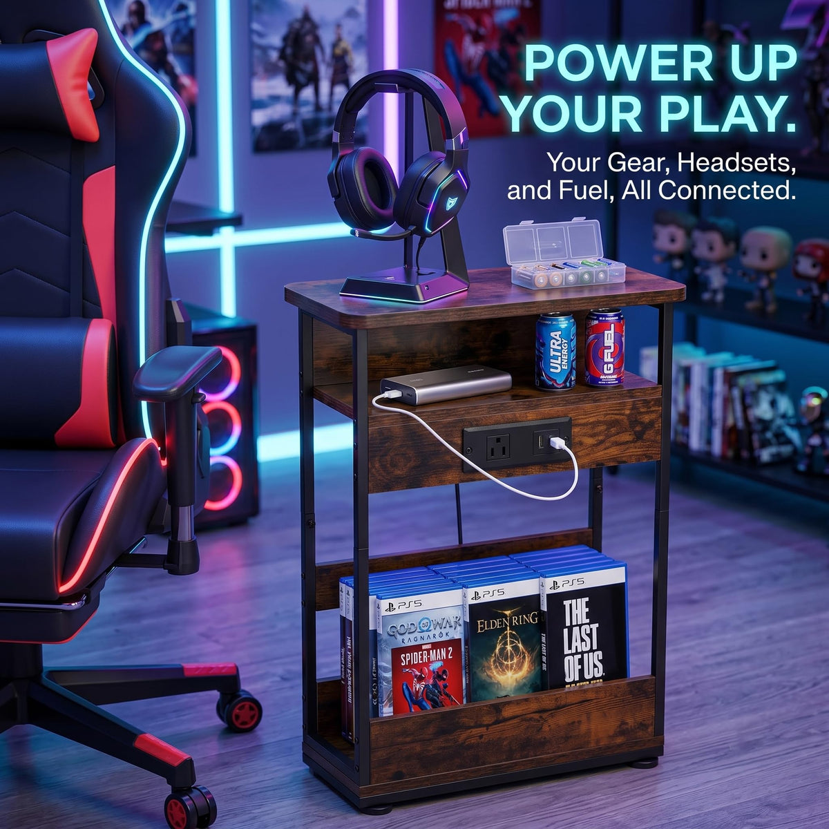 Narrow Side Table with Charging Station G392