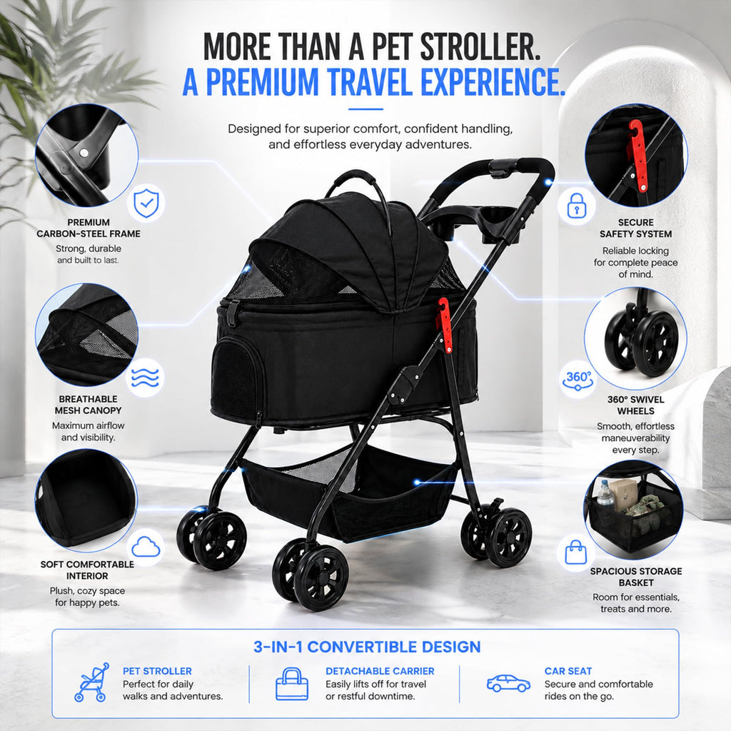 Foldable Pet Stroller with Cup Holder S906