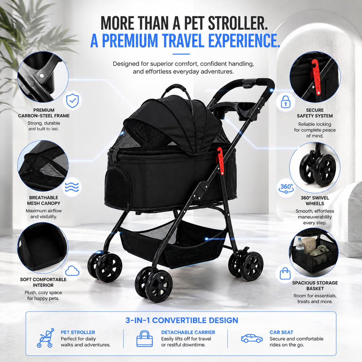 Foldable Pet Stroller with Cup Holder S906