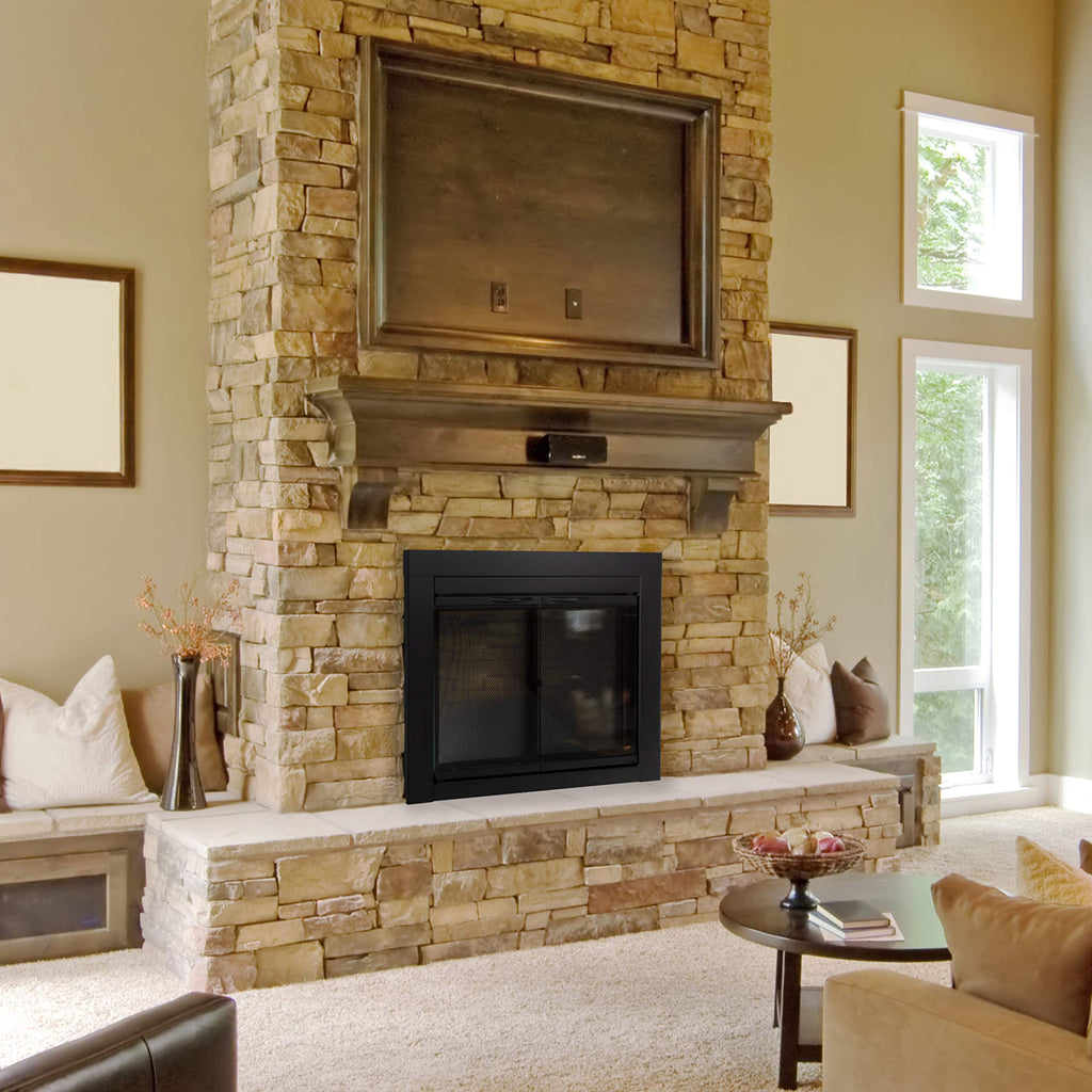 Black Small Fireplace Glass Door O8617