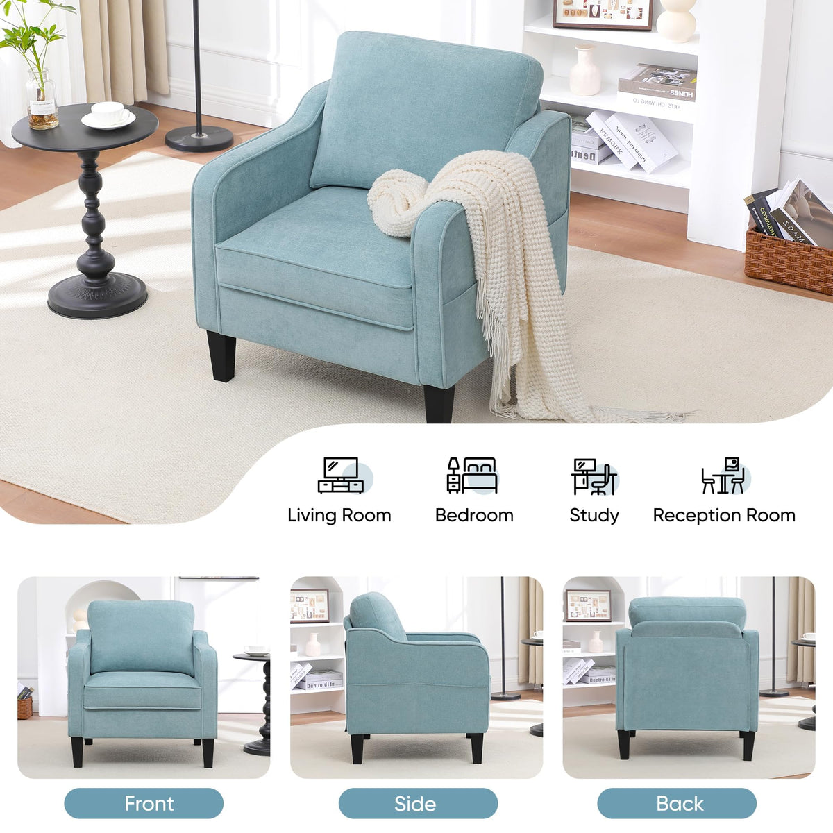 Teal Green Upholstered Accent Chairs Set of 2 J707