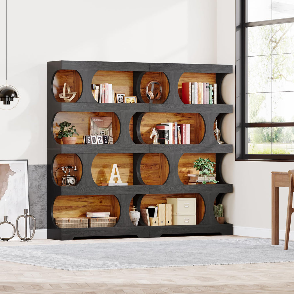 71" Tall 4-Tier S-Shaped Wood Bookcase B9395