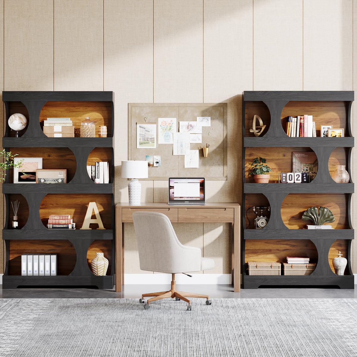 71" Tall 4-Tier S-Shaped Wood Bookcase B9395