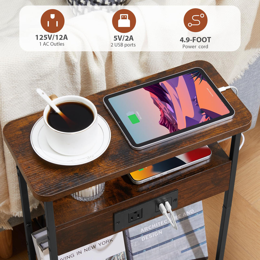 Narrow Side Table with Charging Station G392