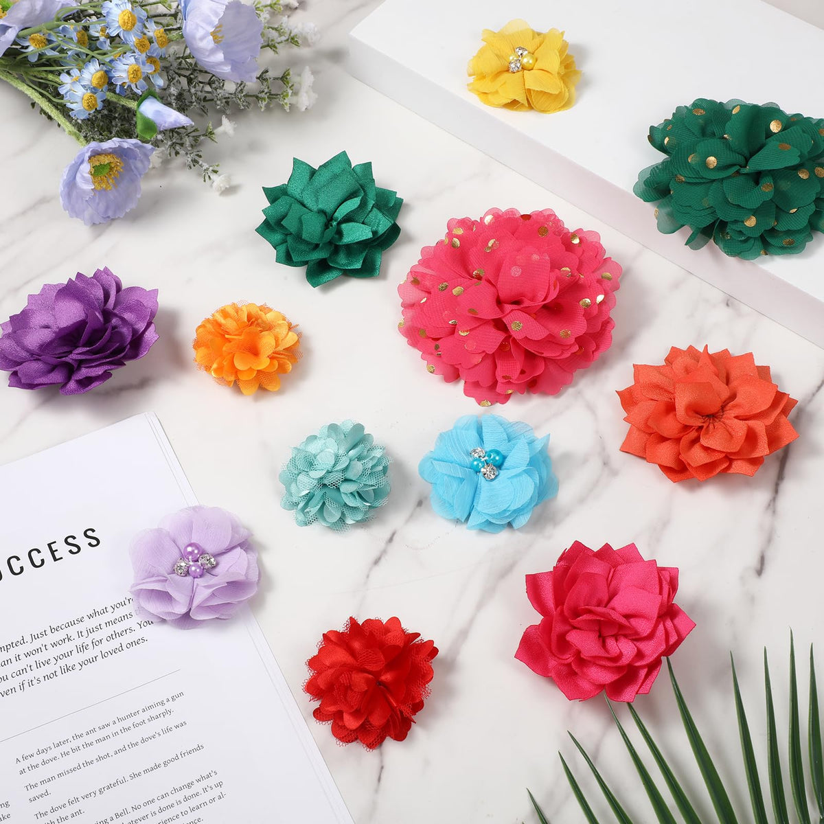 Multi Color Soft Chiffon Dog Collar Flower Bows X346