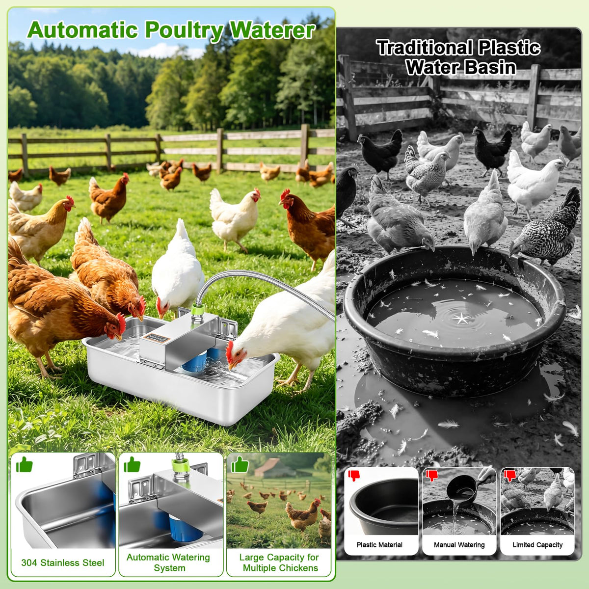 3 Gallon Stainless Steel Chicken Waterer N410