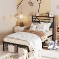 Twin Bed Frame with LED Lights & Charging Station J738