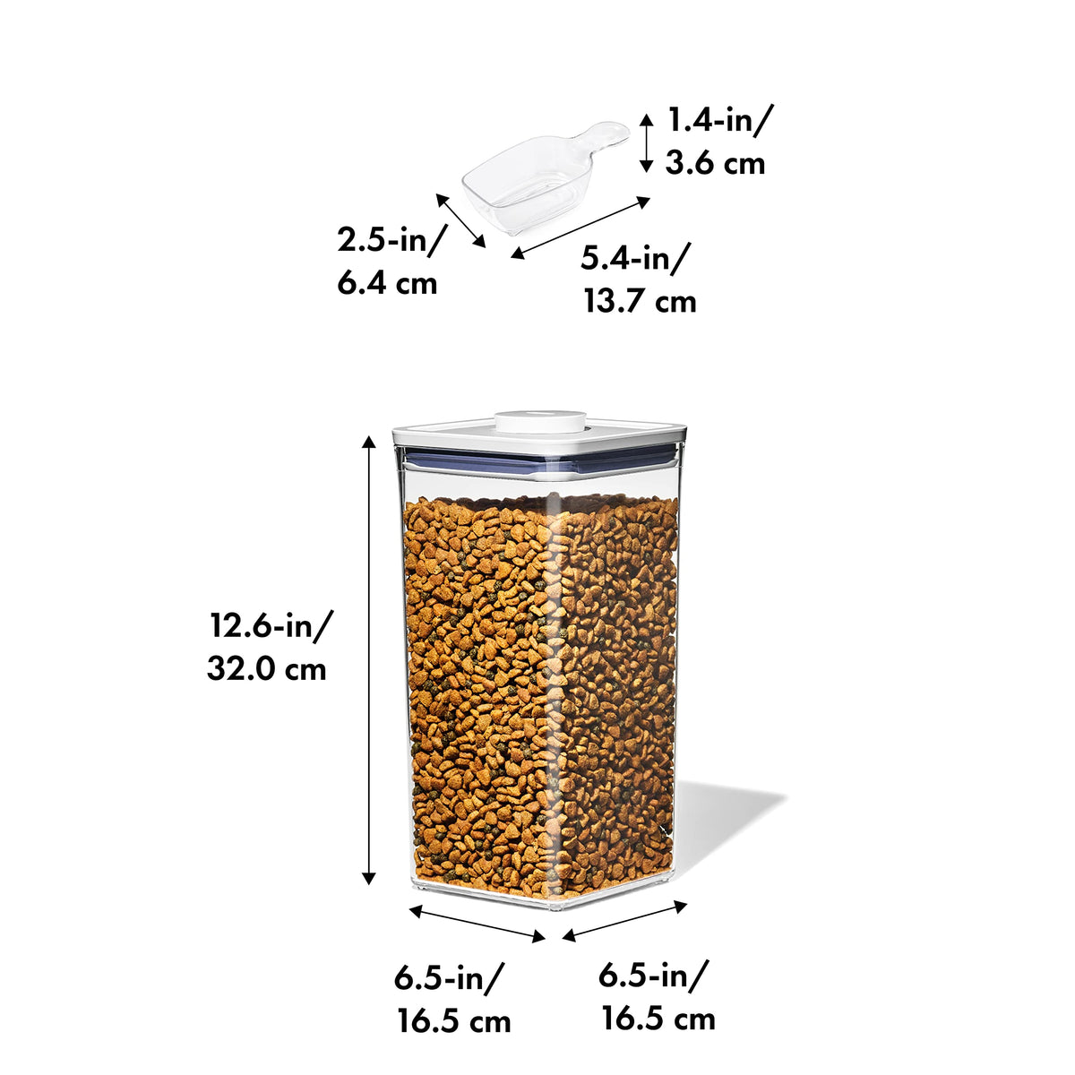 6.0 Qt Airtight BPA Free Clear Pet Food Storage Container with Half Scoop J7975