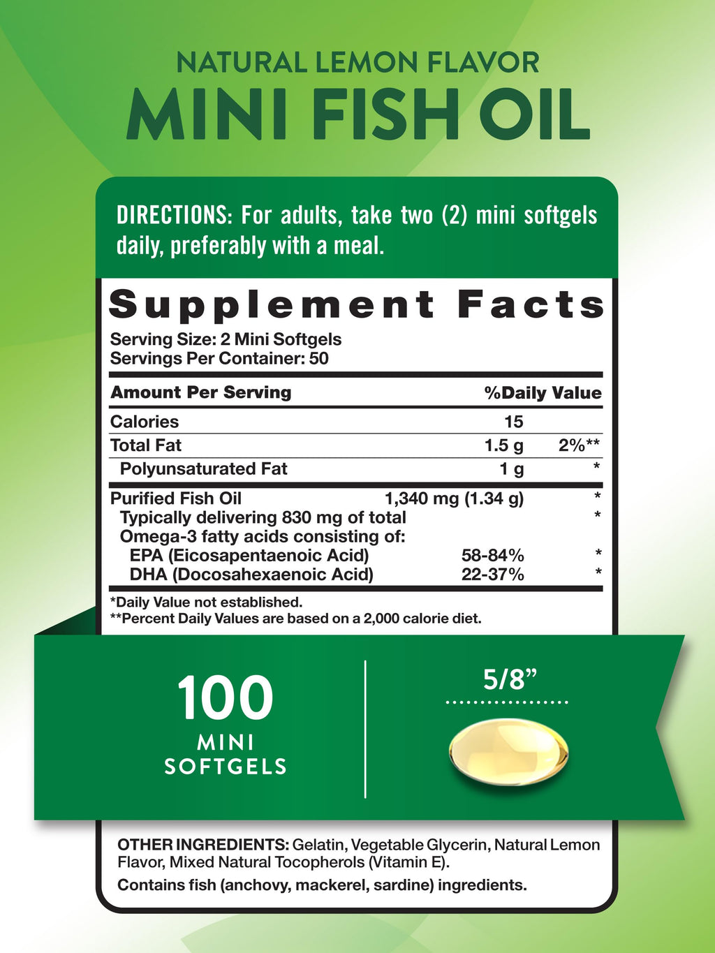 Fish Oil Omega 3 1340 mg 100 Softgels M7845