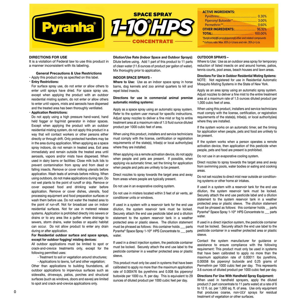 1-10 HPS Concentrate Refill 2.5 Gallon Automatic Spray Systems Fly Control A56114