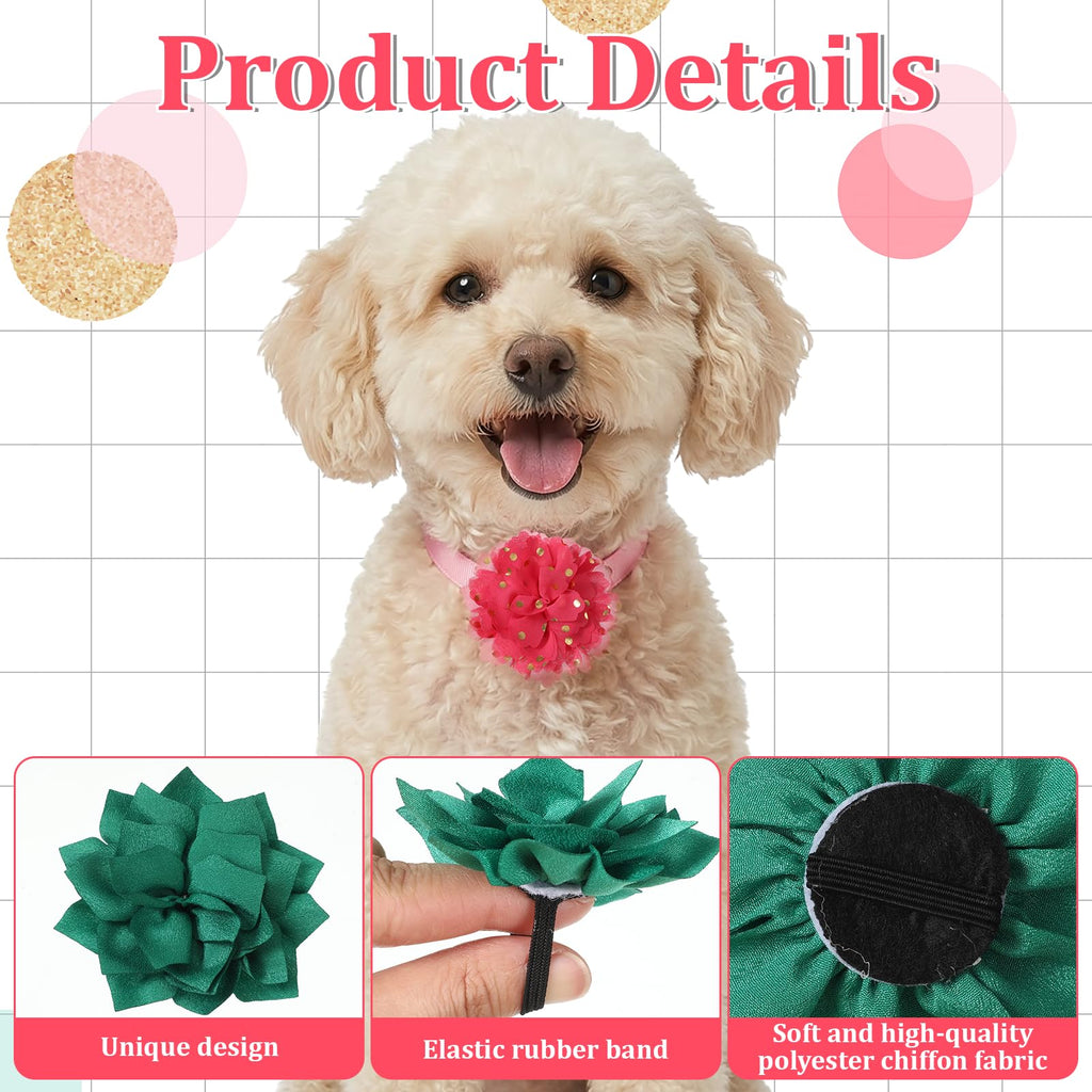 Multi Color Soft Chiffon Dog Collar Flower Bows X346
