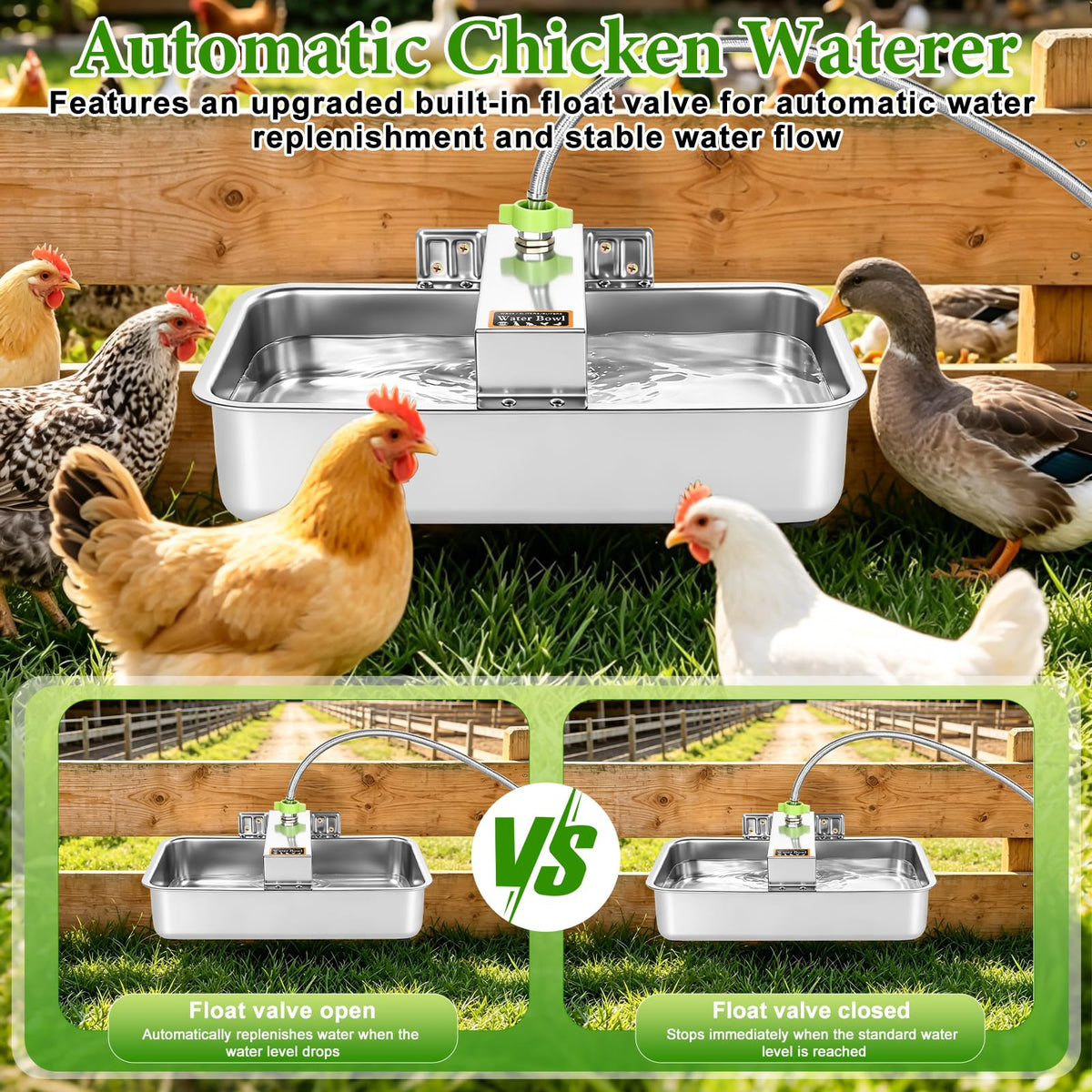 3 Gallon Stainless Steel Chicken Waterer N410