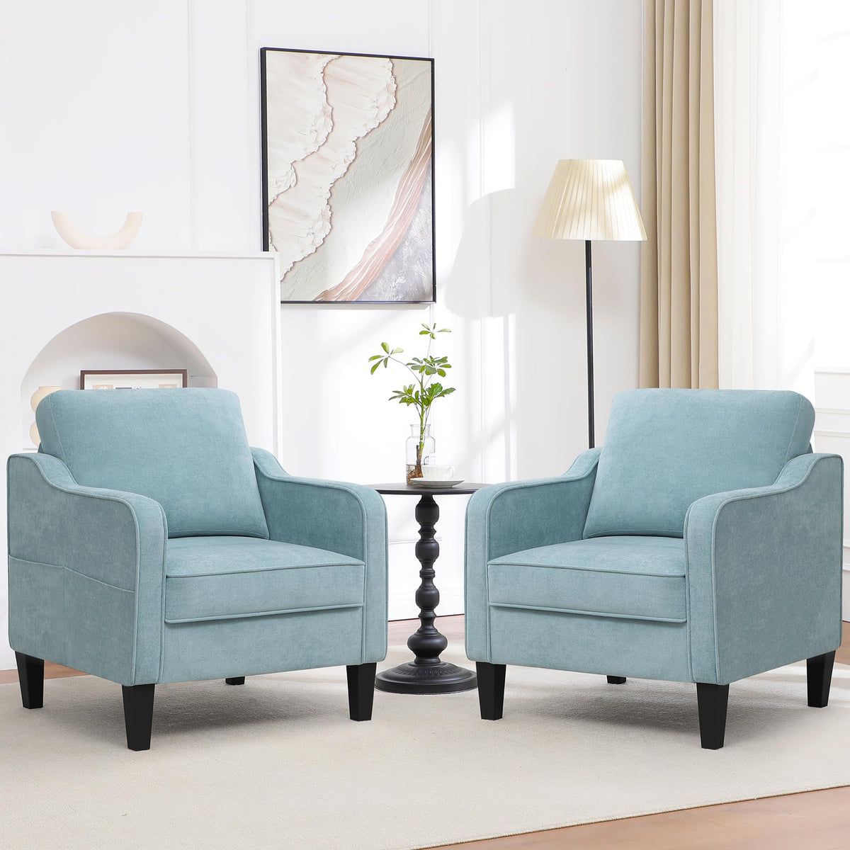 Teal Green Upholstered Accent Chairs Set of 2 J707
