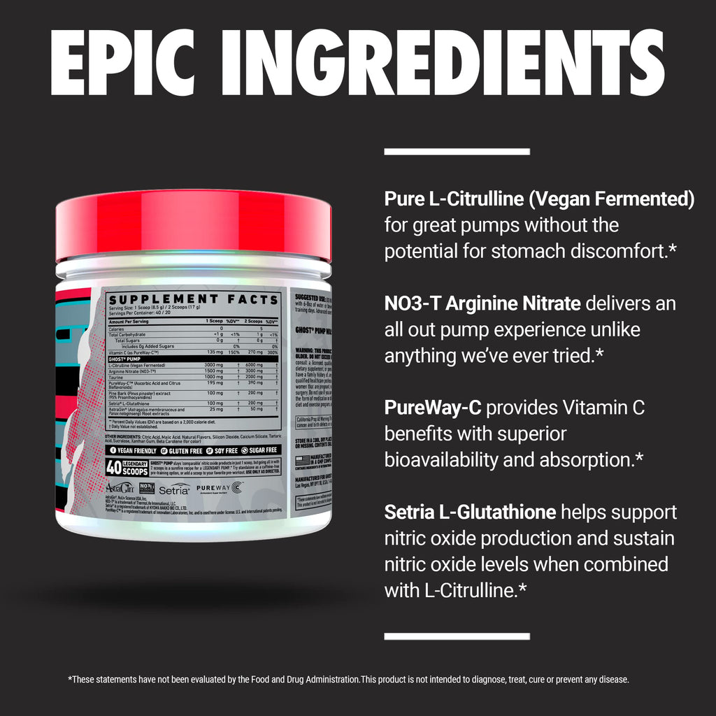 Stim-Free Nitric Oxide Powder, Peach, 40 Servings V436