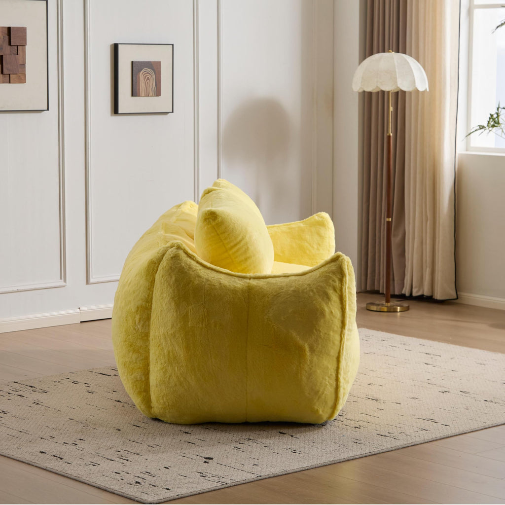 Oversized Faux Fur Memory Foam Bean Bag Chair I752358