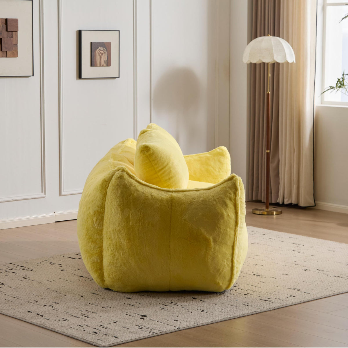 Oversized Faux Fur Memory Foam Bean Bag Chair I752358