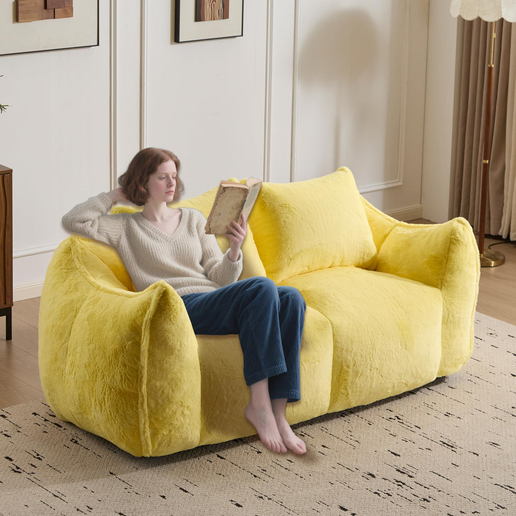 Oversized Faux Fur Memory Foam Bean Bag Chair I752358