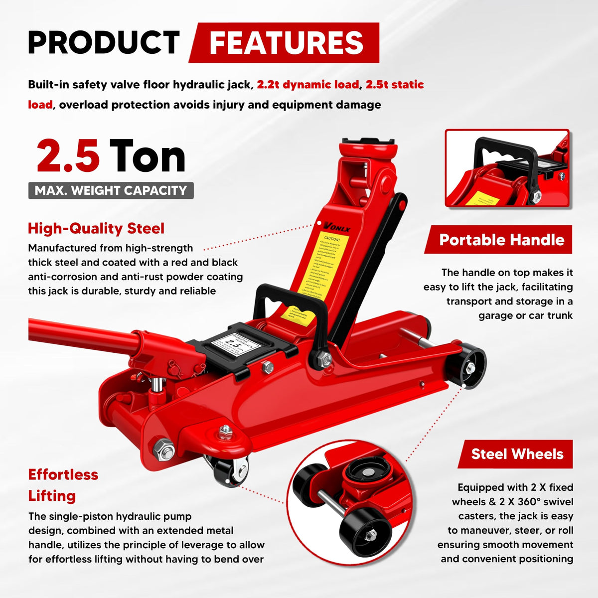 2.5 Ton Low-Profile Hydraulic Floor Jack H5863