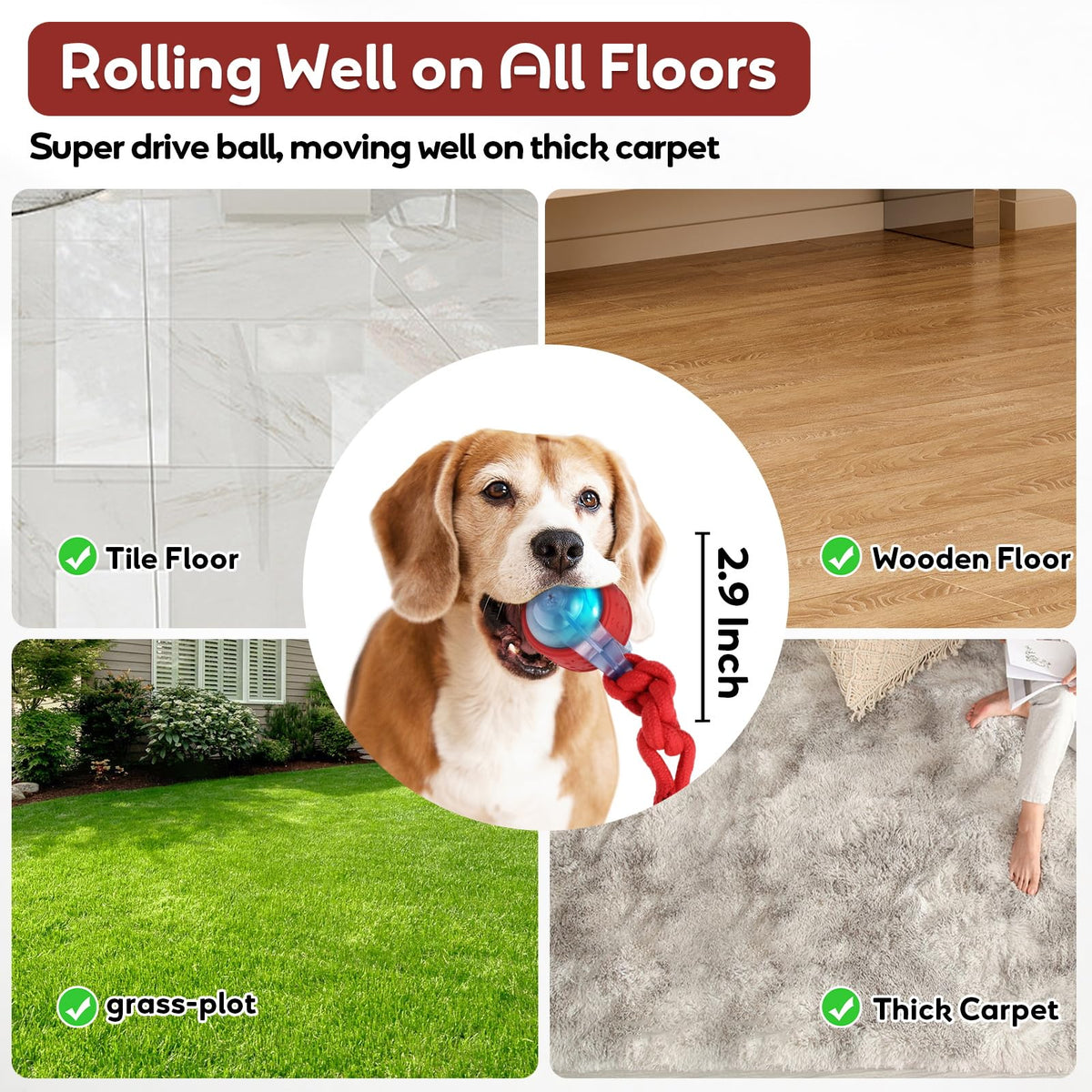Interactive Rolling Dog Toys with Rope O725