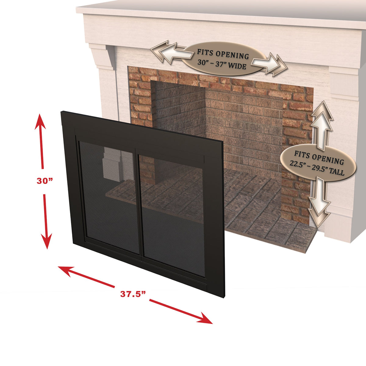 Black Small Fireplace Glass Door O8617