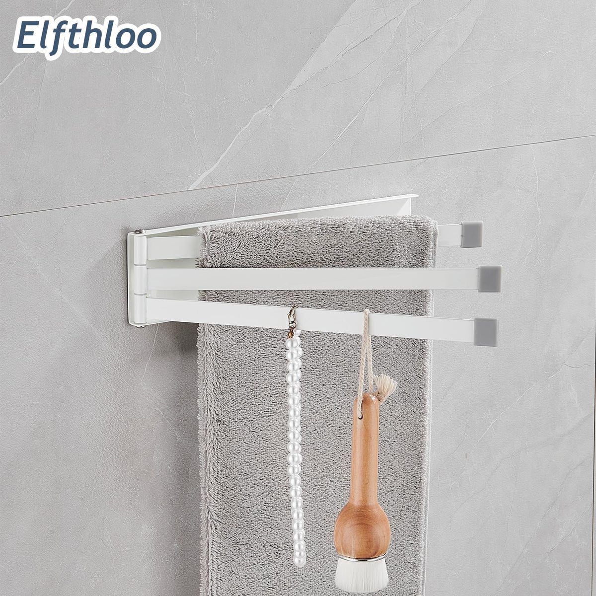 Swivel Kitchen Towel Rack 3-Arm White V980