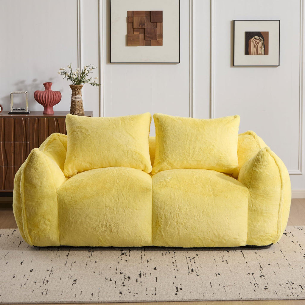 Oversized Faux Fur Memory Foam Bean Bag Chair I752358