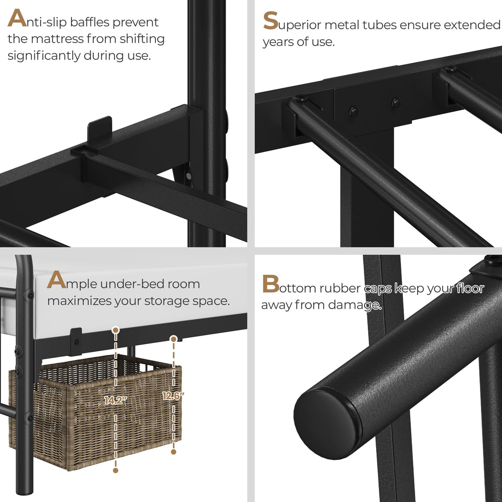 Black Metal Bed Frame with Spindle Headboard J8959