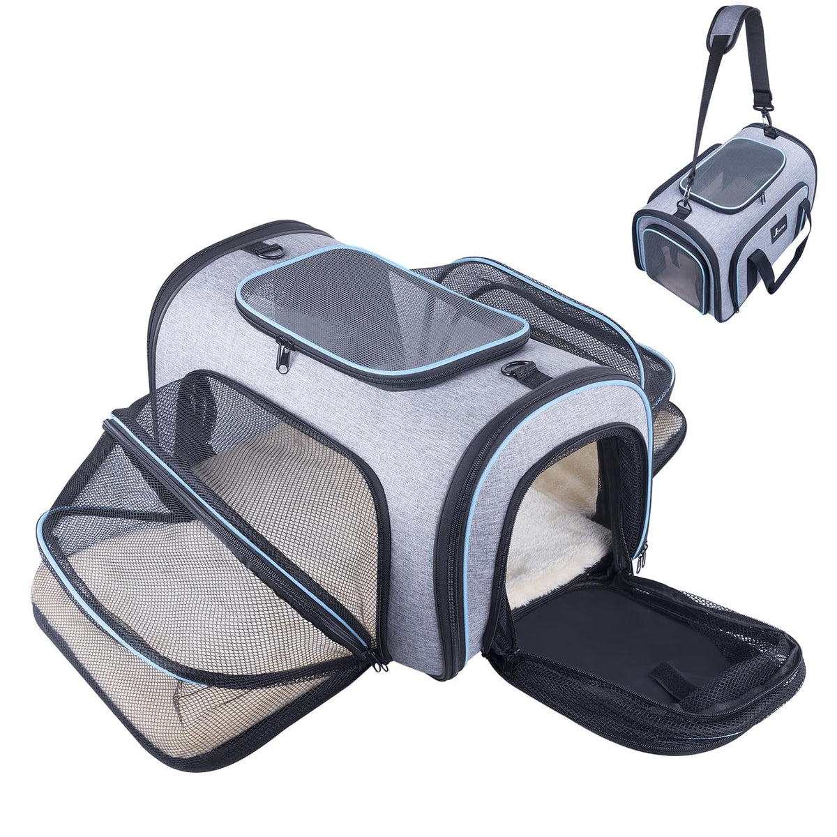 Airline Approved Expandable Soft Sided Pet Carrier with Fleece Pad G567