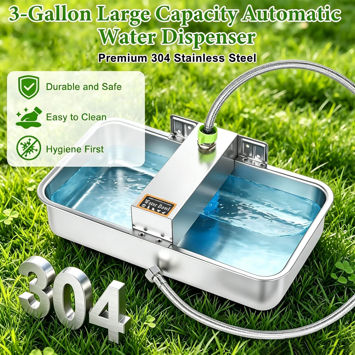 3 Gallon Stainless Steel Chicken Waterer N410