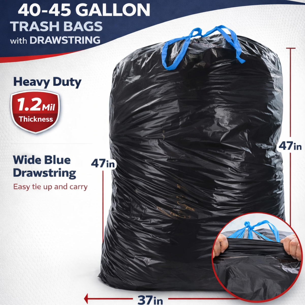 44 Gallon Drawstring Trash Bags 50 Count U649484