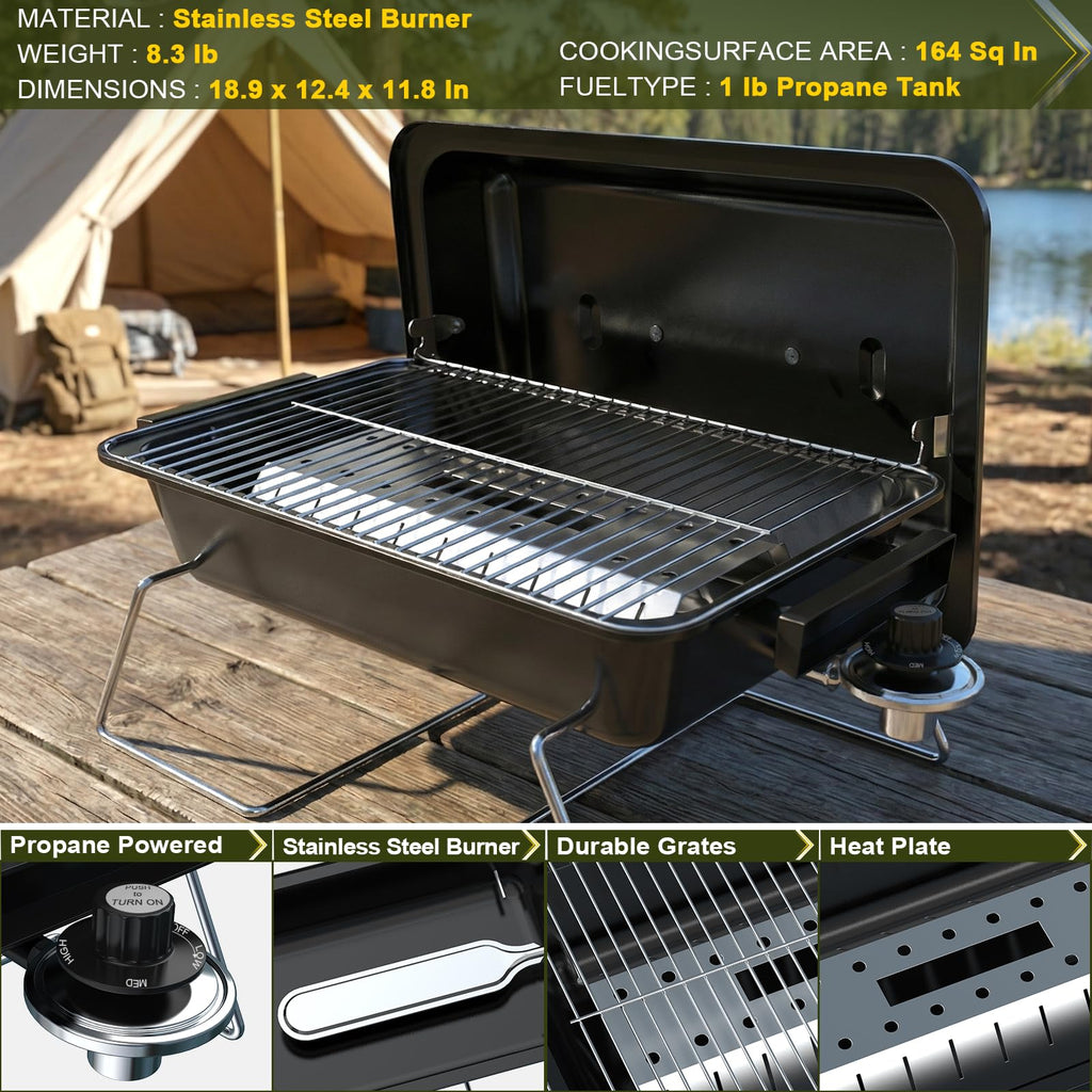 Portable Propane Gas Grill with Foldable Legs K97236
