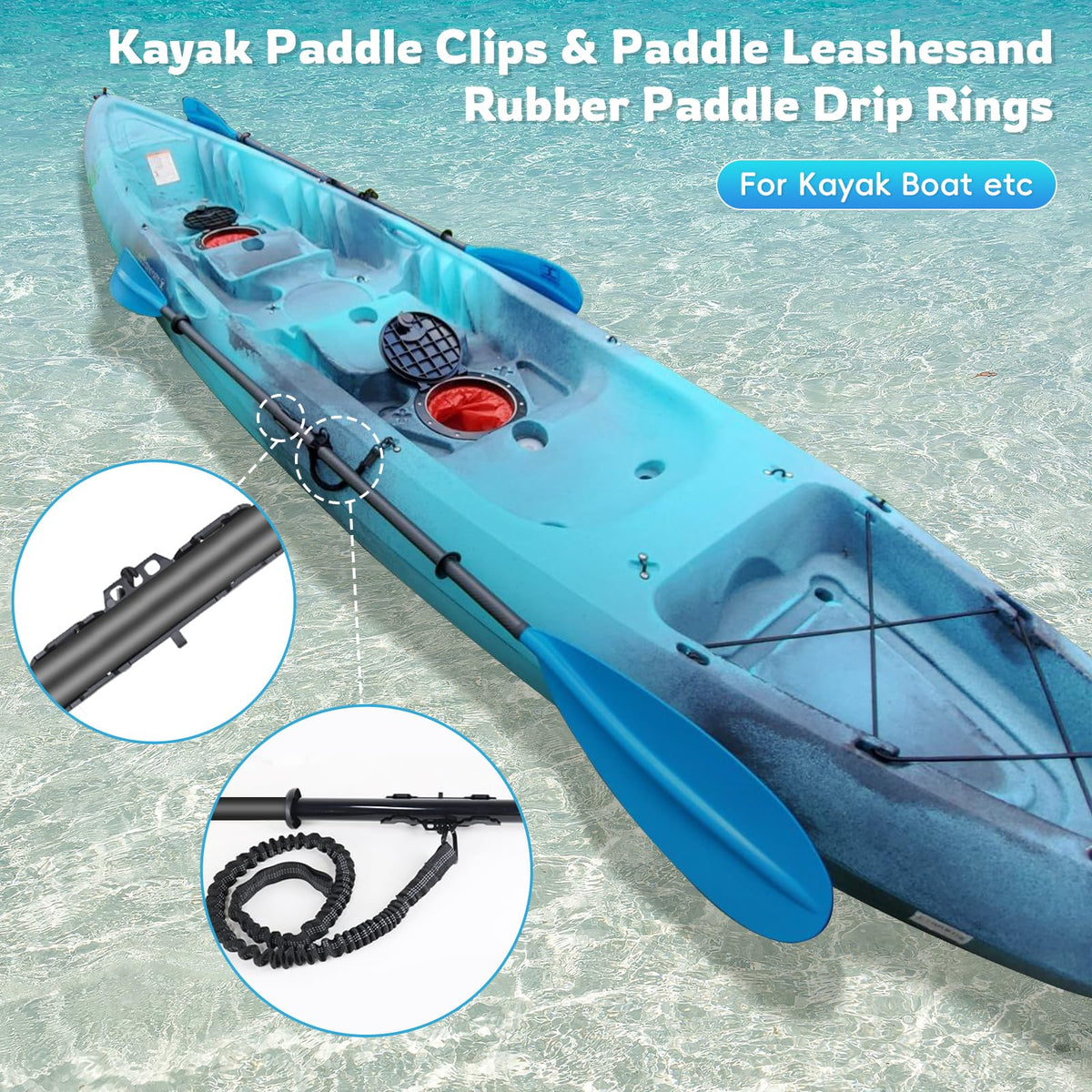 2PCS Kayak Paddle Holder with Leashes & Locking Kits X59119