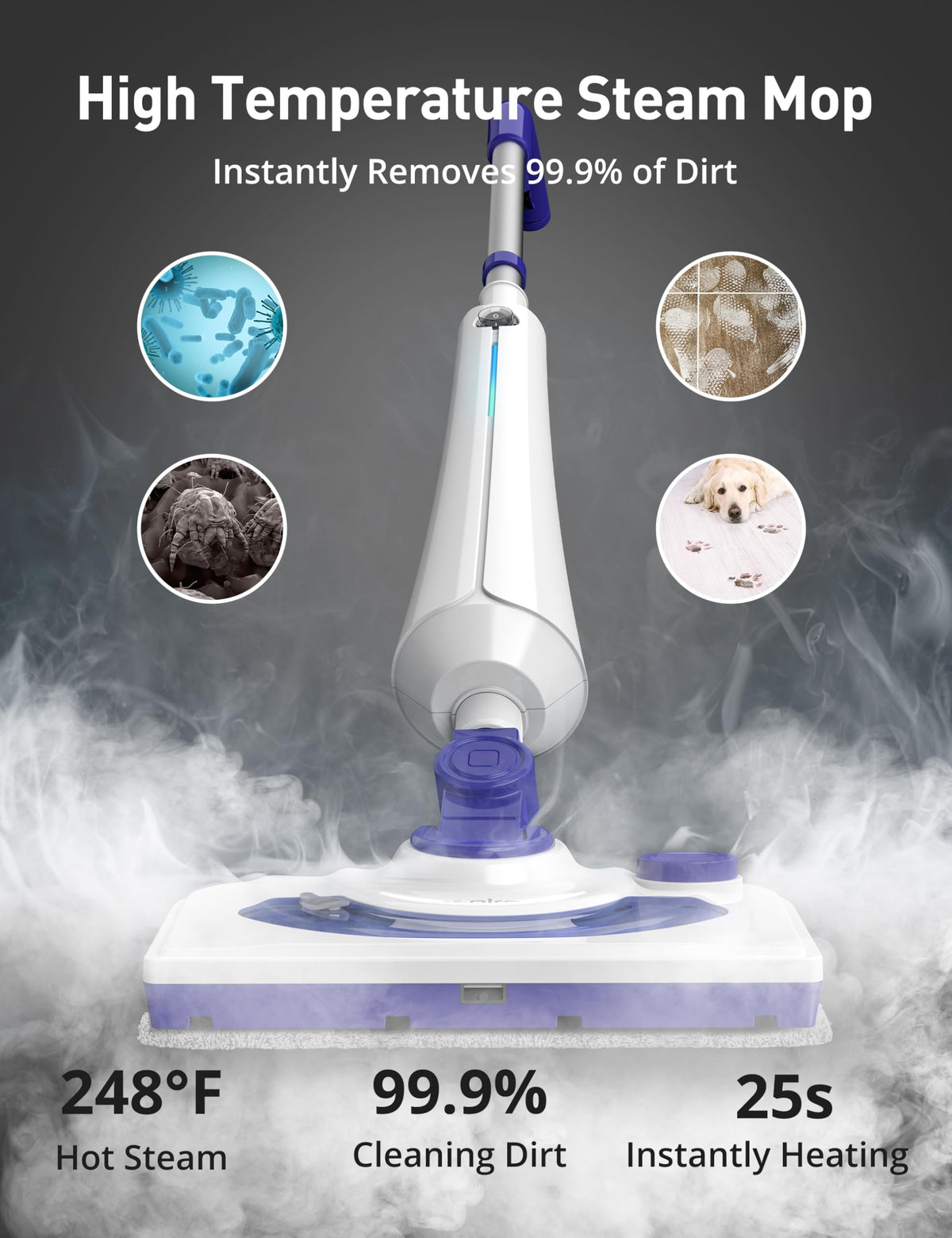 1300W Steam Mop Cleaner with 2 Washable Pads N38109