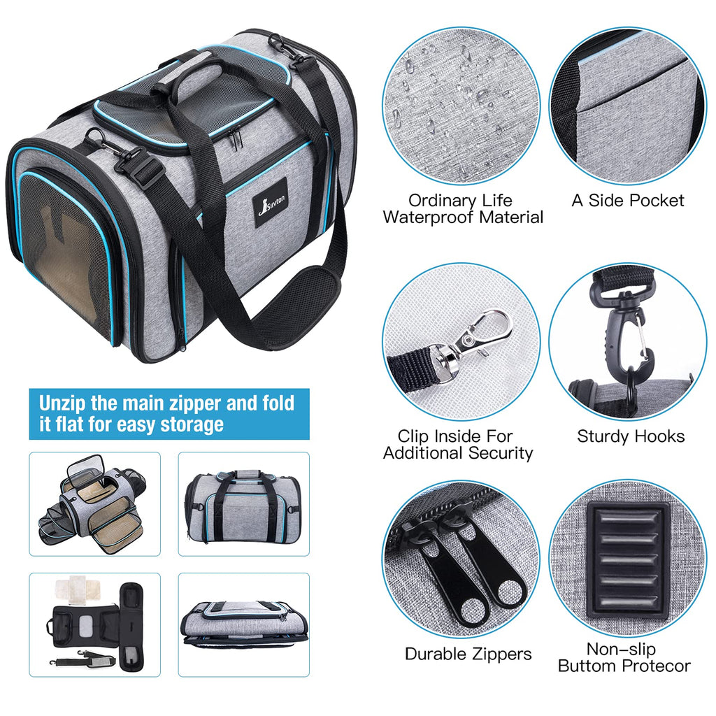Airline Approved Expandable Soft Sided Pet Carrier with Fleece Pad G567