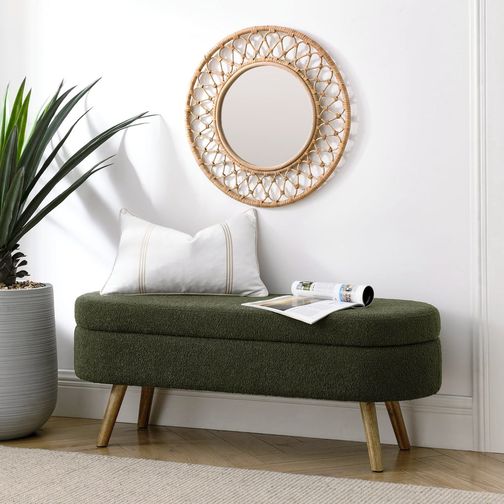 Oval Storage Bench with Rubber Wood Legs X97193