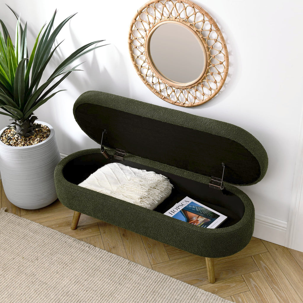 Oval Storage Bench with Rubber Wood Legs X97193
