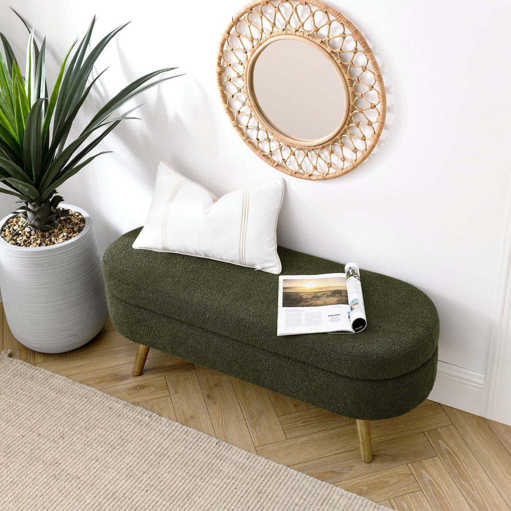 Oval Storage Bench with Rubber Wood Legs X97193