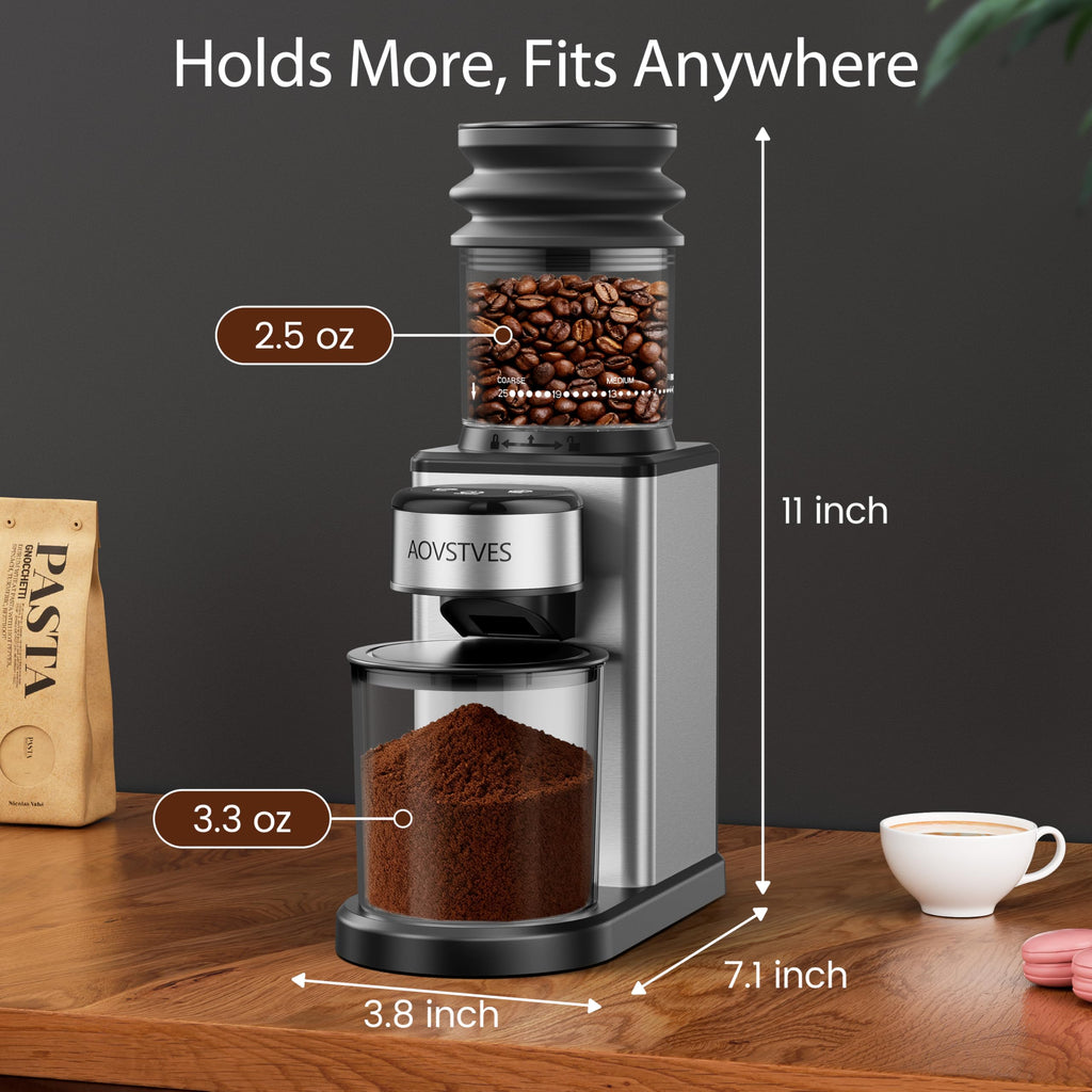Electric Coffee Grinder with 25 Grinding Settings and 60-Second Timer W9612