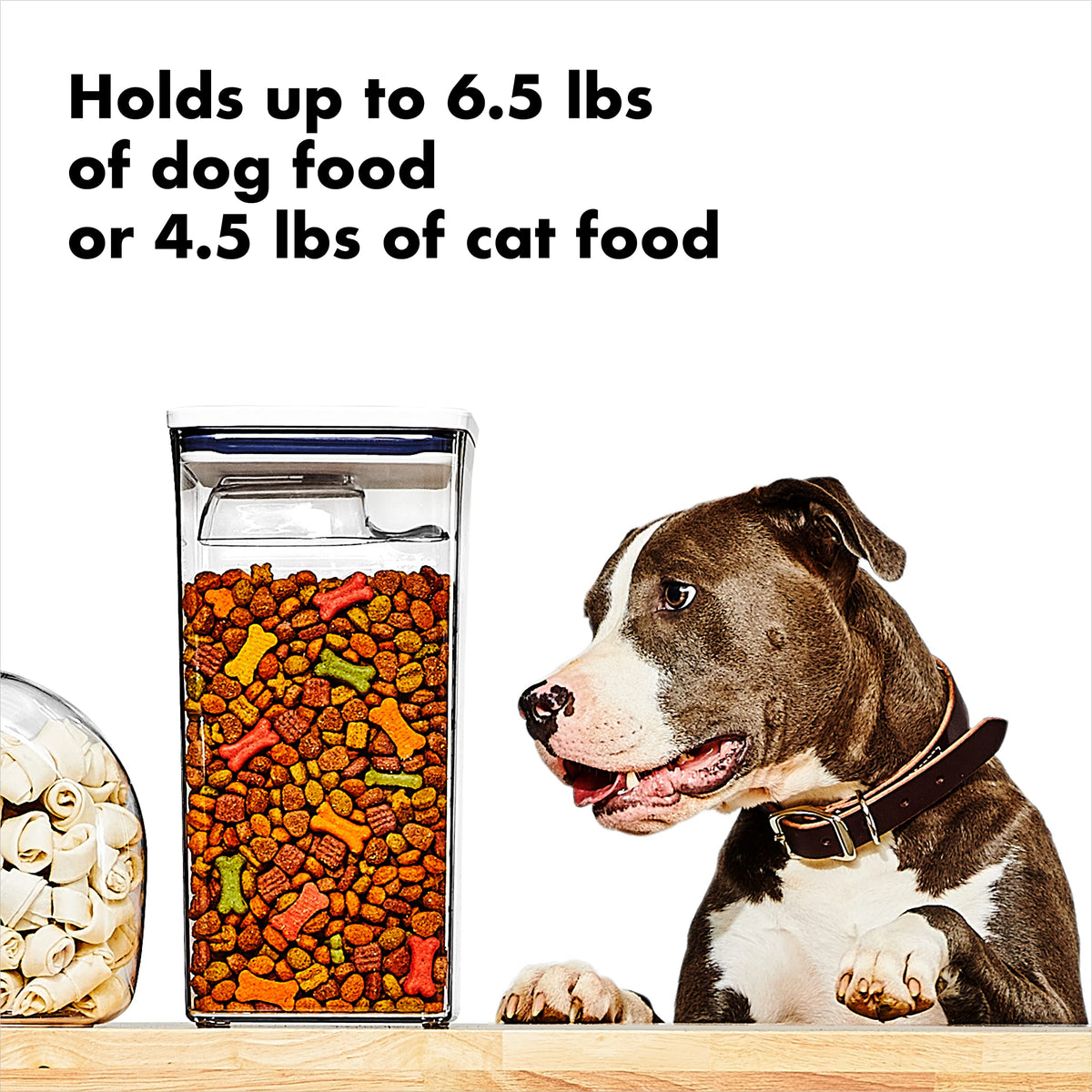 6.0 Qt Airtight BPA Free Clear Pet Food Storage Container with Half Scoop J7975
