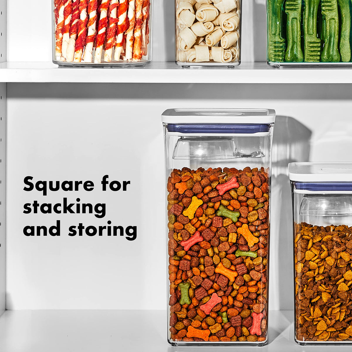 6.0 Qt Airtight BPA Free Clear Pet Food Storage Container with Half Scoop J7975