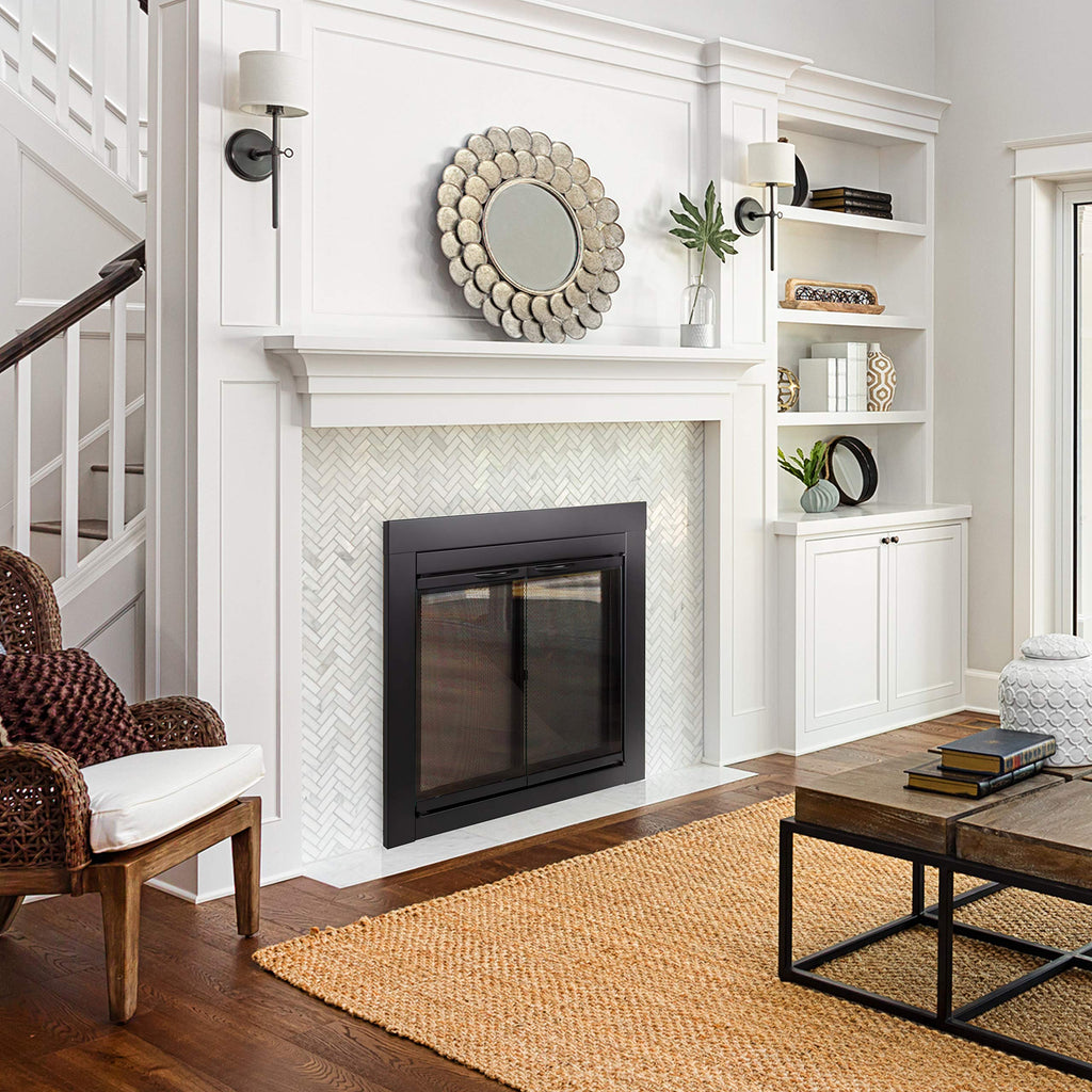 Black Small Fireplace Glass Door O8617