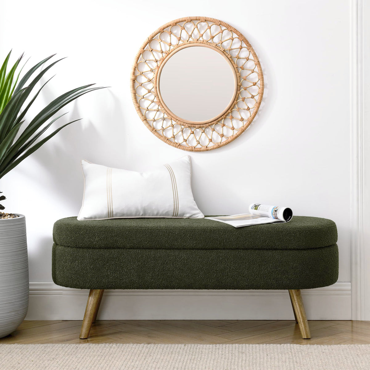 Oval Storage Bench with Rubber Wood Legs X97193