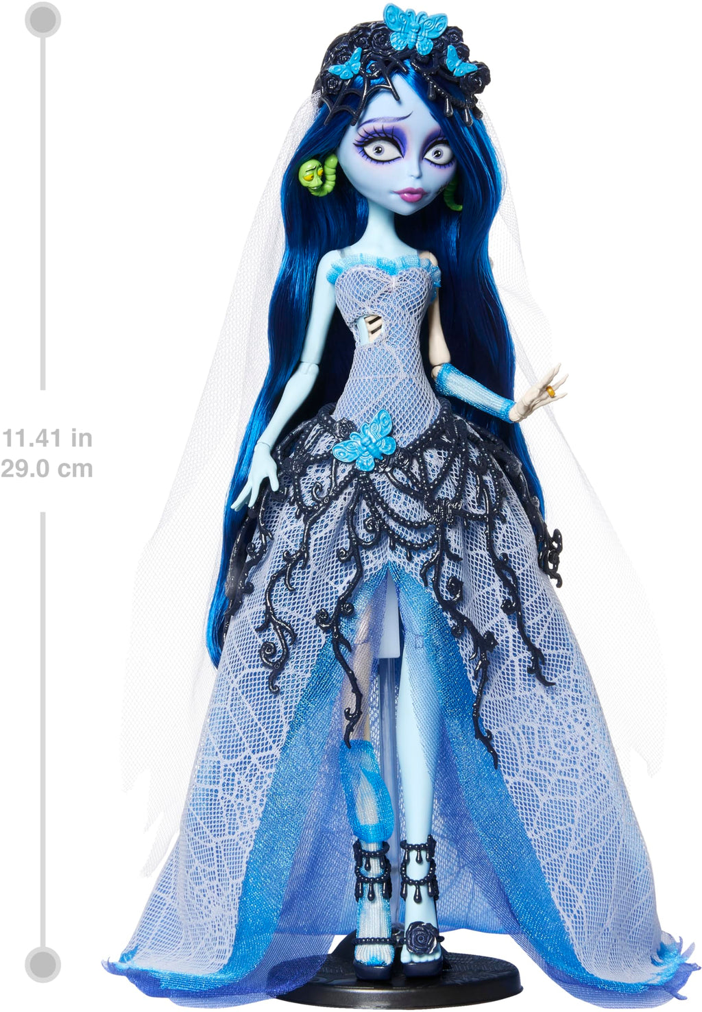 Corpse Bride Emily Doll in Spiderweb Wedding Dress with Accessories E833